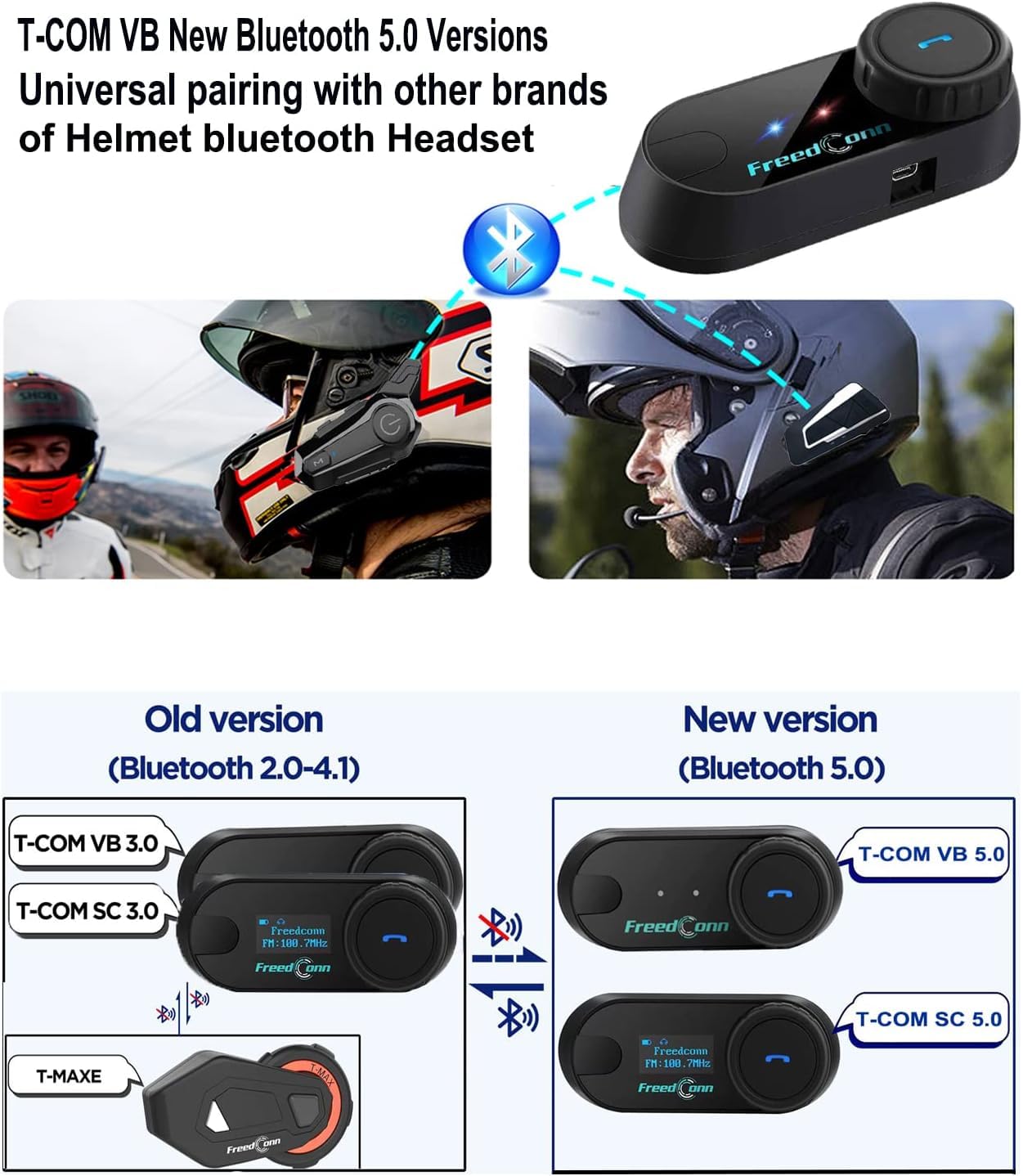 Amazon.com: FreedConn Motorcycle Helmet Bluetooth Headset,TCOM VB